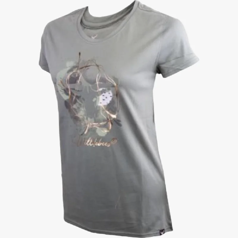 Wildebees Womens Splatter Logo Tee Sage Leaf