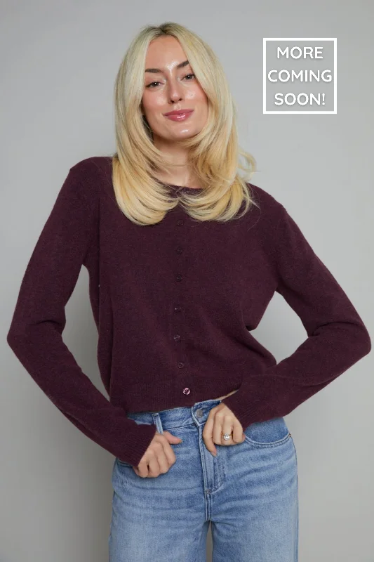 Amelia Classic Cardigan Sweater - Berry Wine