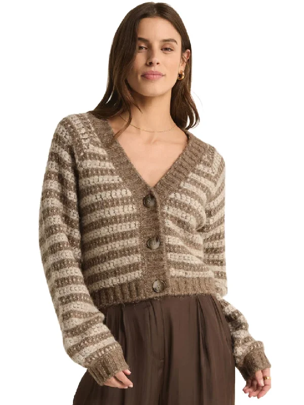 Este Metallic Stripe Cardigan Campfire