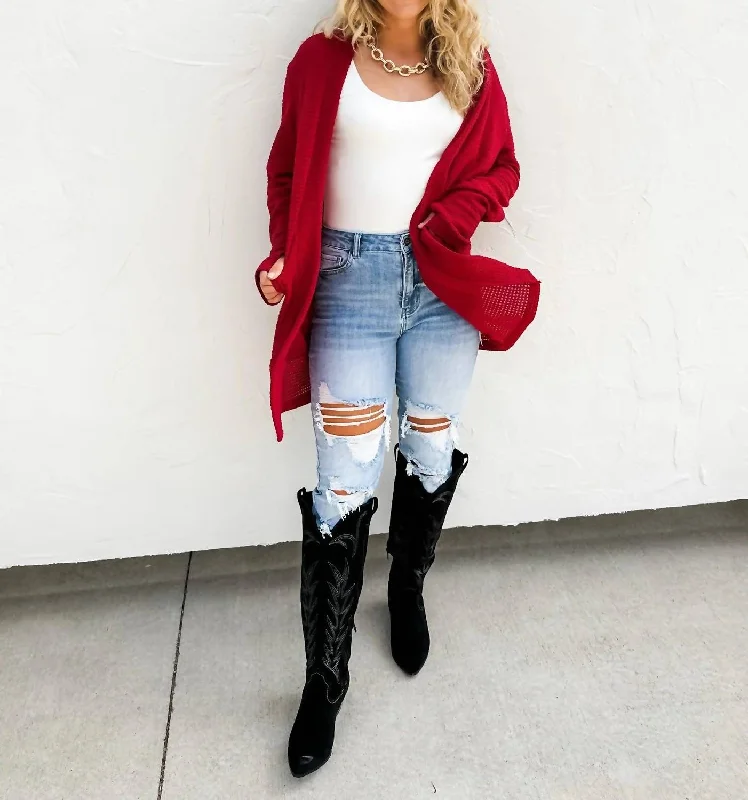 Fall Lola Cardigans In Magenta Red