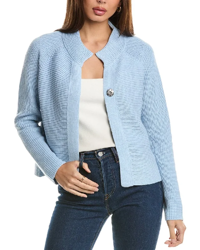 Forte Cashmere Rib Mock Cardigan