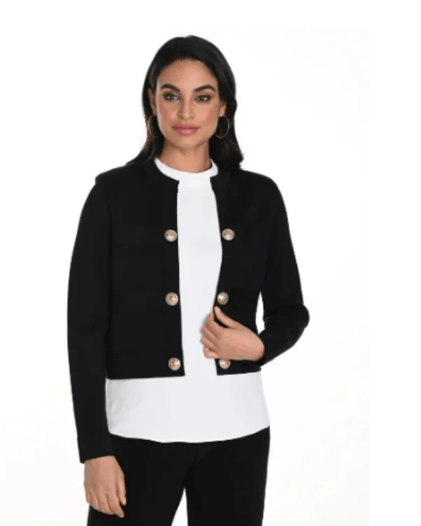 Frank Lyman Black Short Cardigan W/ Gold Buttons