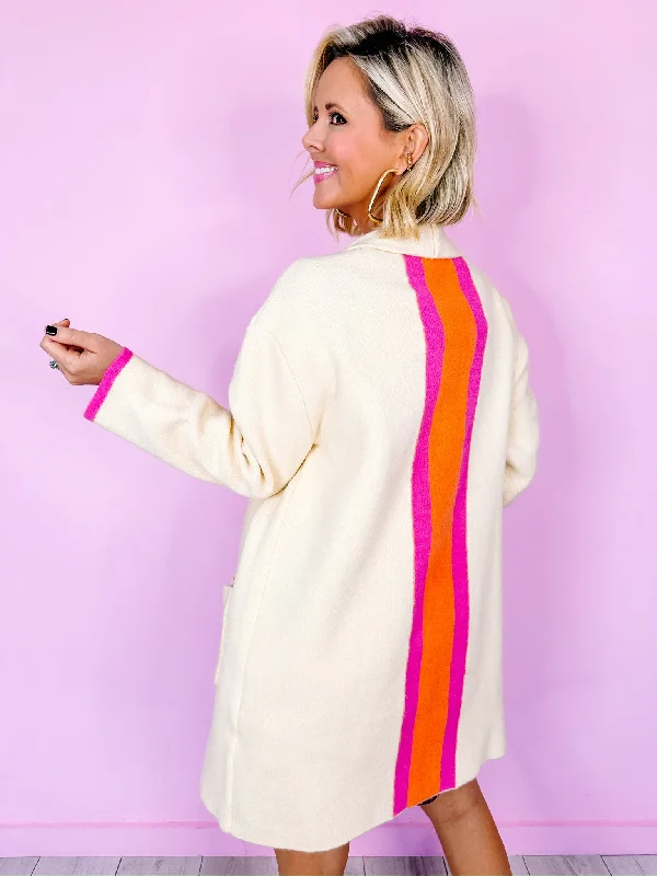 GRAND STRIPE CARDIGAN - CREAM