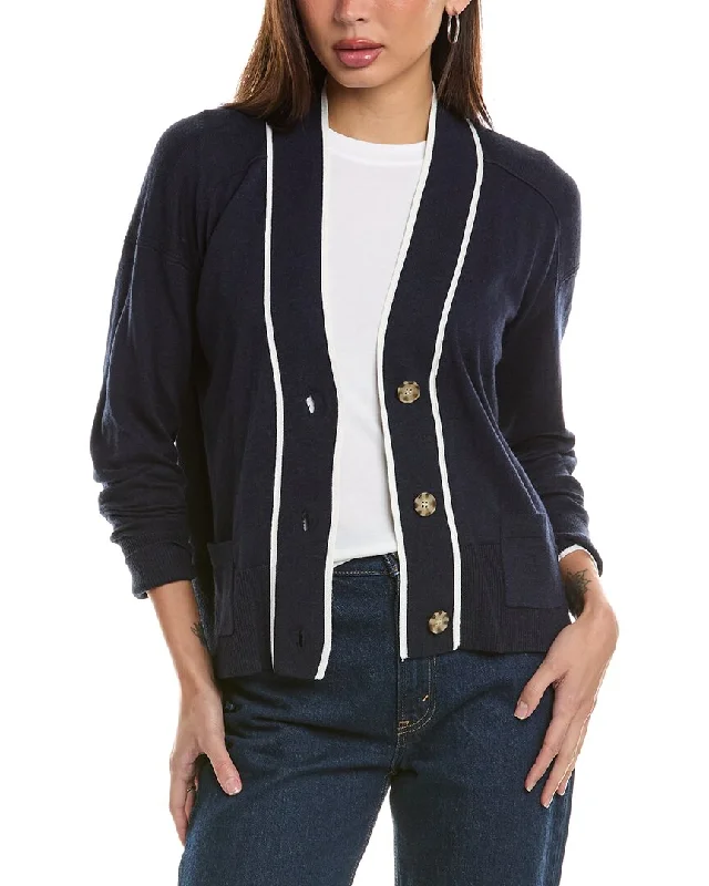 Hannah Rose Tipped High-Low Cashmere-Blend Cardigan