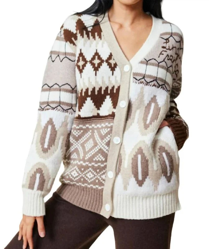 Lucy Oversized Cardigan In Neutral Multi