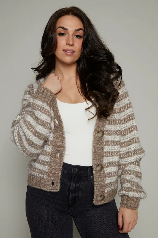 Maeve Metallic Striped Cardigan