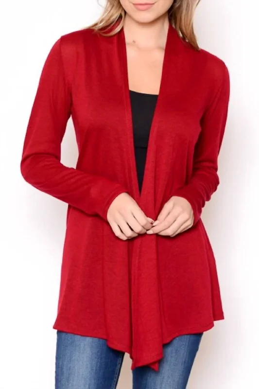 Soft Solid Cardigans In Red