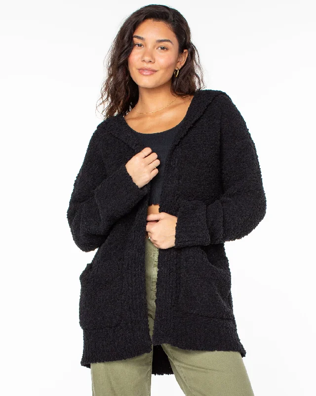 Weekend Retreat Open Front Hooded Cardigan - Phantom