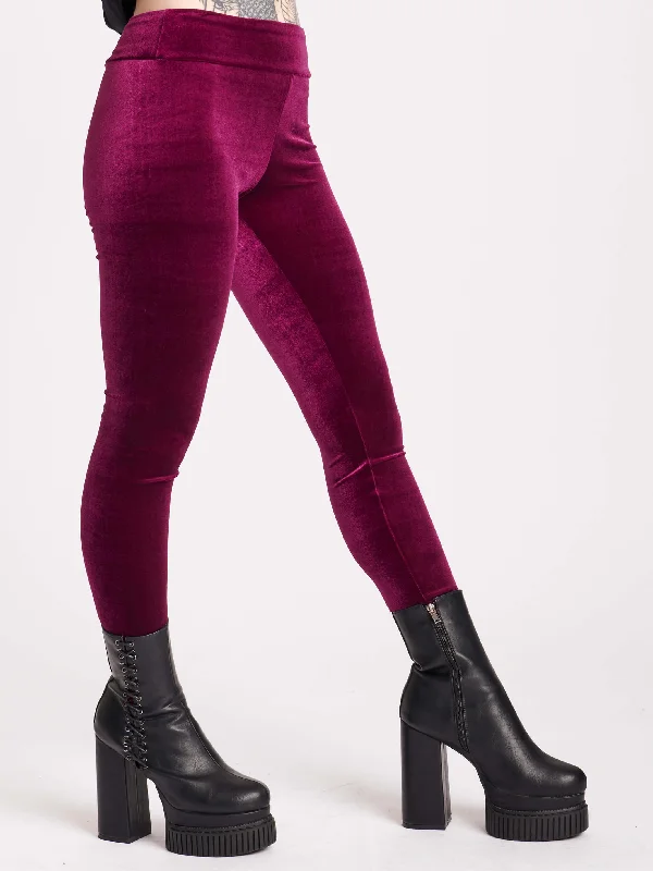 Burgundy Velvet Legging