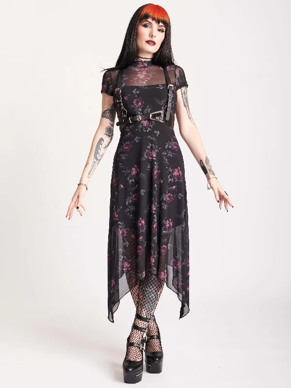 Floral Mesh Midi Dress