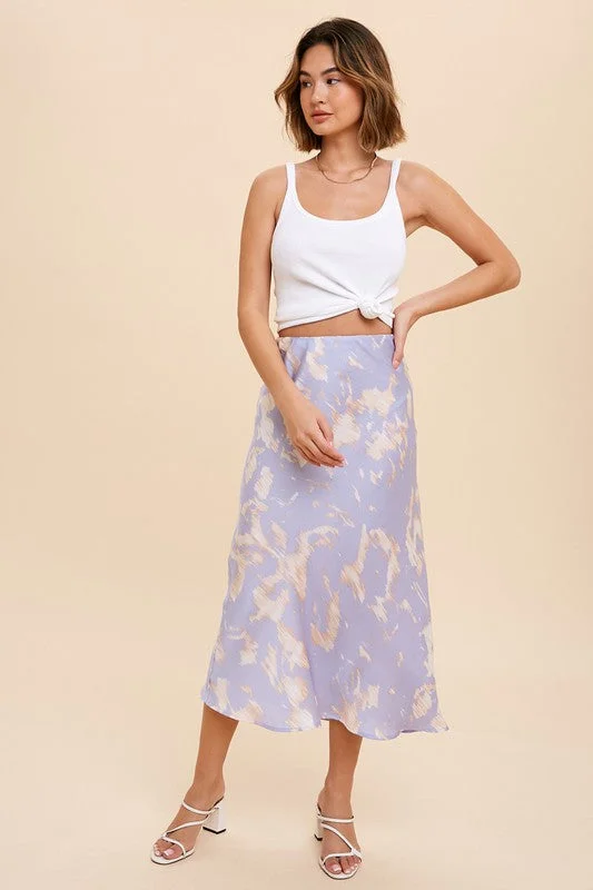 In Loom Bias Midi Skirt Abstract Print - Periwinkle