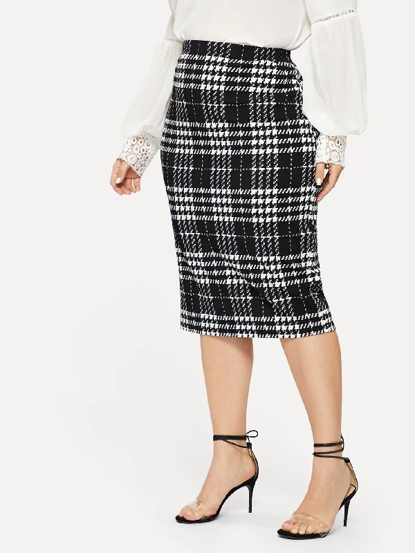 Plus Plaid Print Bodycon Skirt