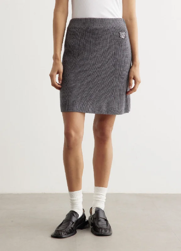 Bold Fox Head Patch Short Ribbed Skirt