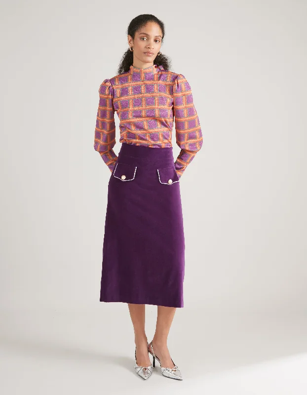 Iona Dark Purple Velvet Skirt