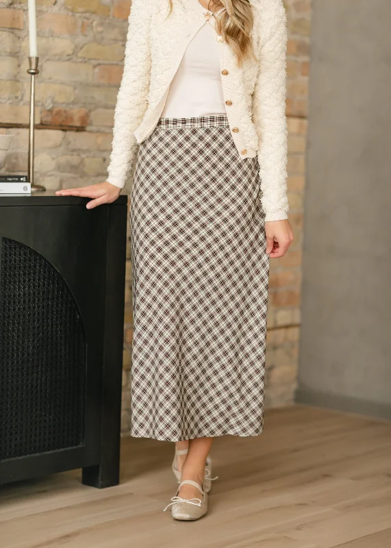 Topanga Brown Plaid Slip Skirt