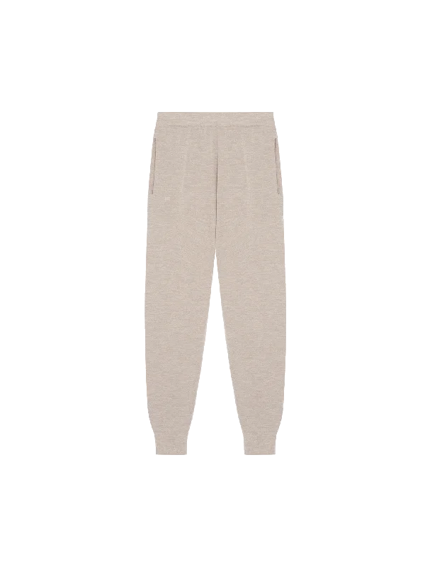 Womens DNA Regenerative Merino Wool Track Pants—stone marl