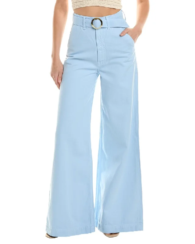 MOTHER Denim SNACKS! The Sugar Cone Prep Heel Blue Barrymore Wide Leg Jean