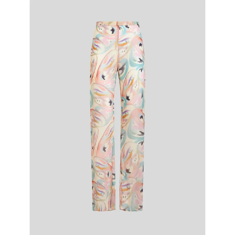 Silk Trousers With Butterfly Pattern