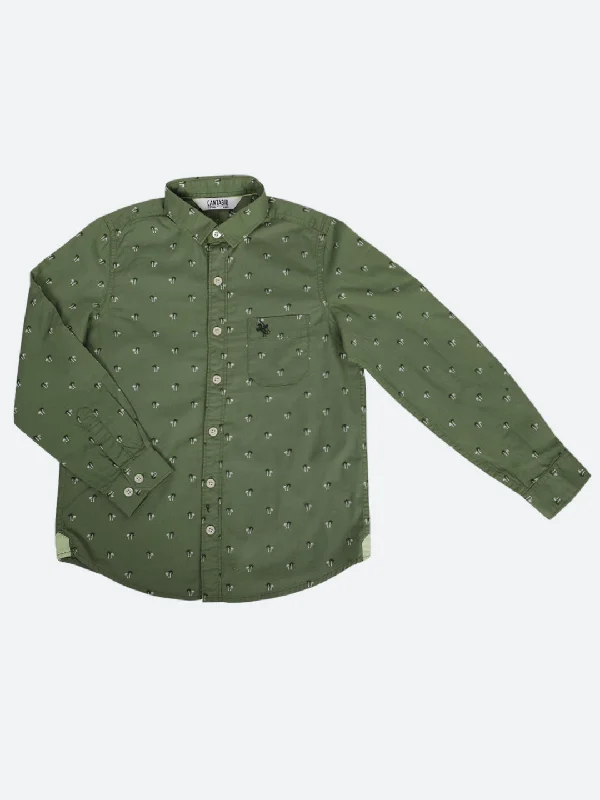 Boy's Green Full Sleeves Shirts