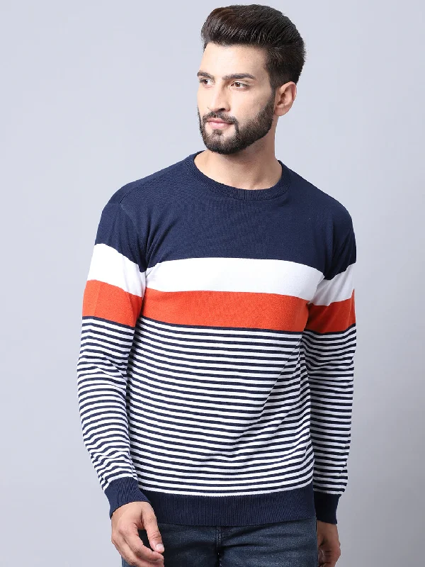 Men Navy Pullover Sweater