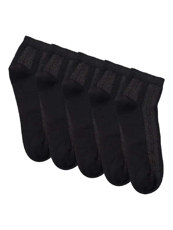 Men's Black Basic Ankle length Socks -Pack of 5