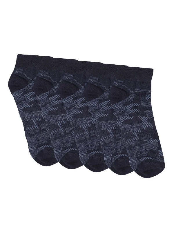 Men's Navy Blue Basic Ankle length Socks -Pack of 5