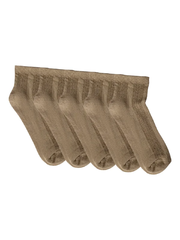 Men's Beige Basic Ankle length Socks -Pack of 5