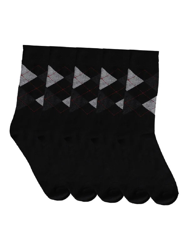 Men's Black Basic Crew length Socks -Pack of 5