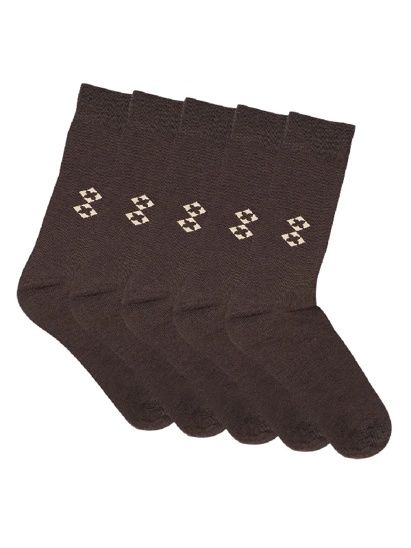 Men's Brown Basic Crew length Socks -Pack of 5