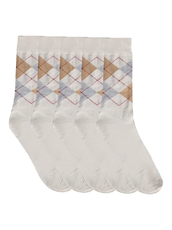 Men's Cream Basic Crew length Socks -Pack of 5