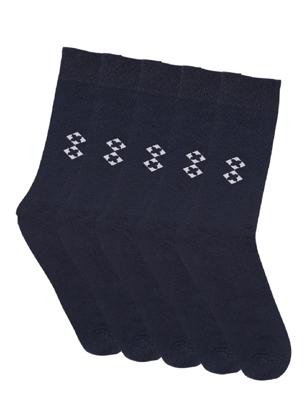 Men's Navy Blue Basic Crew length Socks -Pack of 5