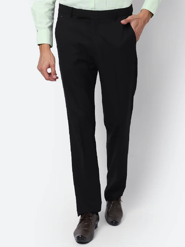 Men's Formal Flat front Black  Trousers