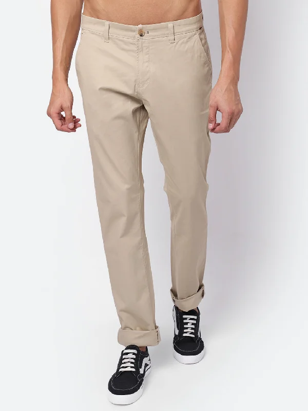 Men's Casual Flat front Fawn  Trousers