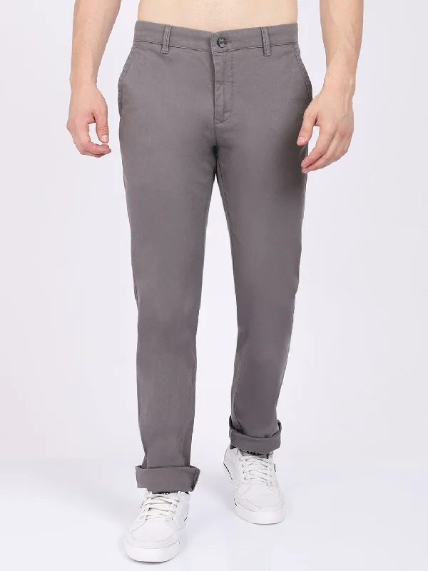 Men's Casual Flat front Grey  Trousers