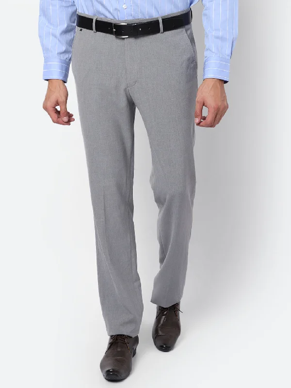 Men's Formal Flat front Grey  Trousers