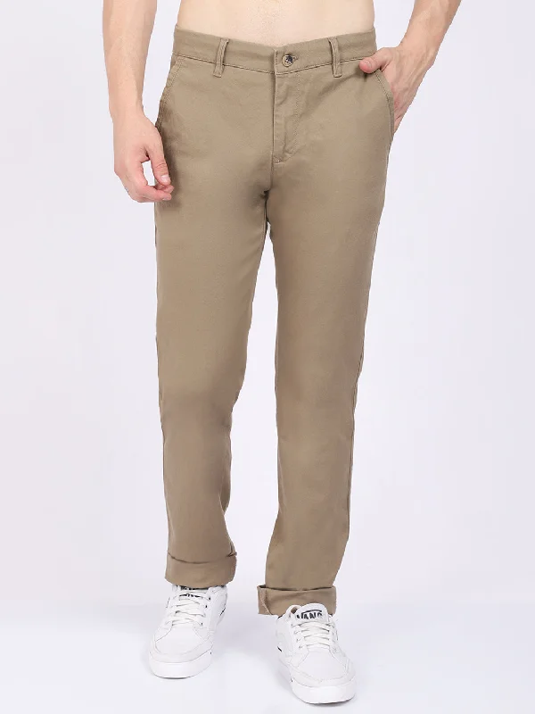 Men's Casual Flat front Khaki  Trousers