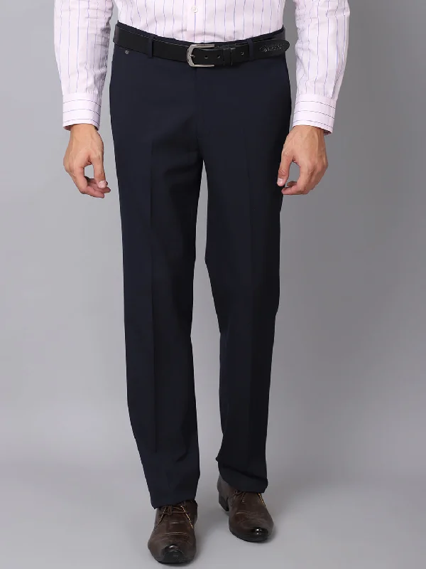 Men's Formal Flat front Navy Blue  Trousers