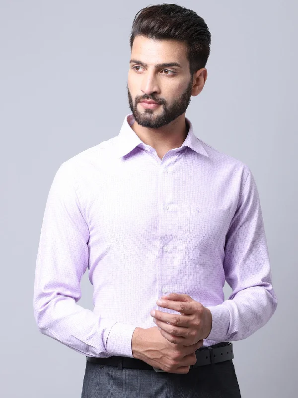 Men's Light Purple Formal Small Checks Full Sleeve Shirt